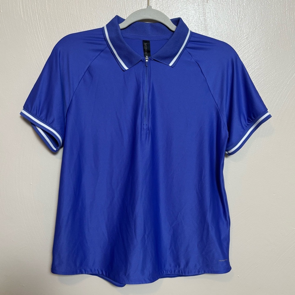 Mondetta Women's Shirt Short Sleeve Collar Golf Tennis Periwinkle Blue Size M